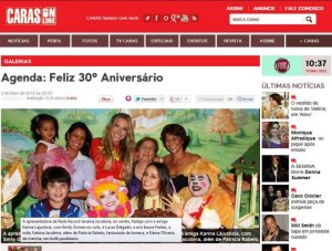 Revista Caras: Os Brinquedos da Bebel no aniversário da Janaina Jacobina